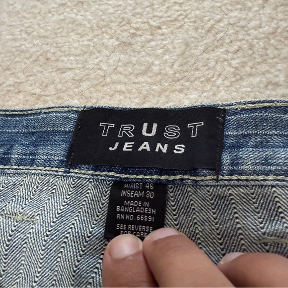 Vintage Y2K Trust Jeans Denim Baggy Jnco Style Carpenter Blue Grunge Skater 42" - Picture 3 of 9